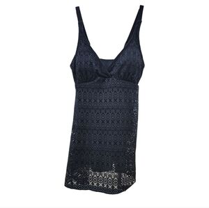 NWT ALISHA LEVINE Slimming Crochet Swimsuit Dress Black US SZ 10